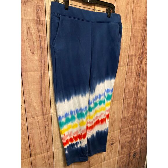 Lands’ End Small 6/8 seriously sweats joggers sweat pants blue tie dye women’s - Picture 3 of 9